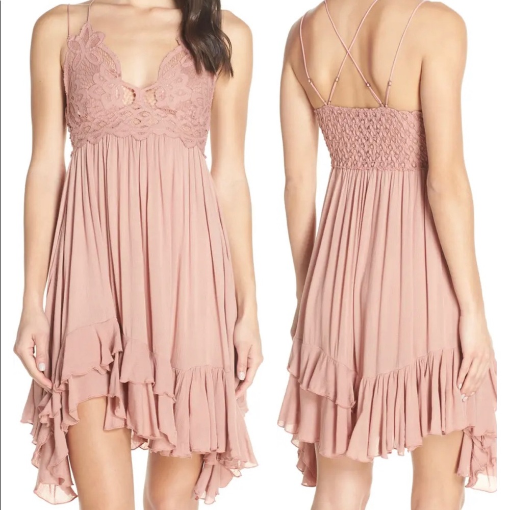 Free people Adella Frilled Chemise Dress